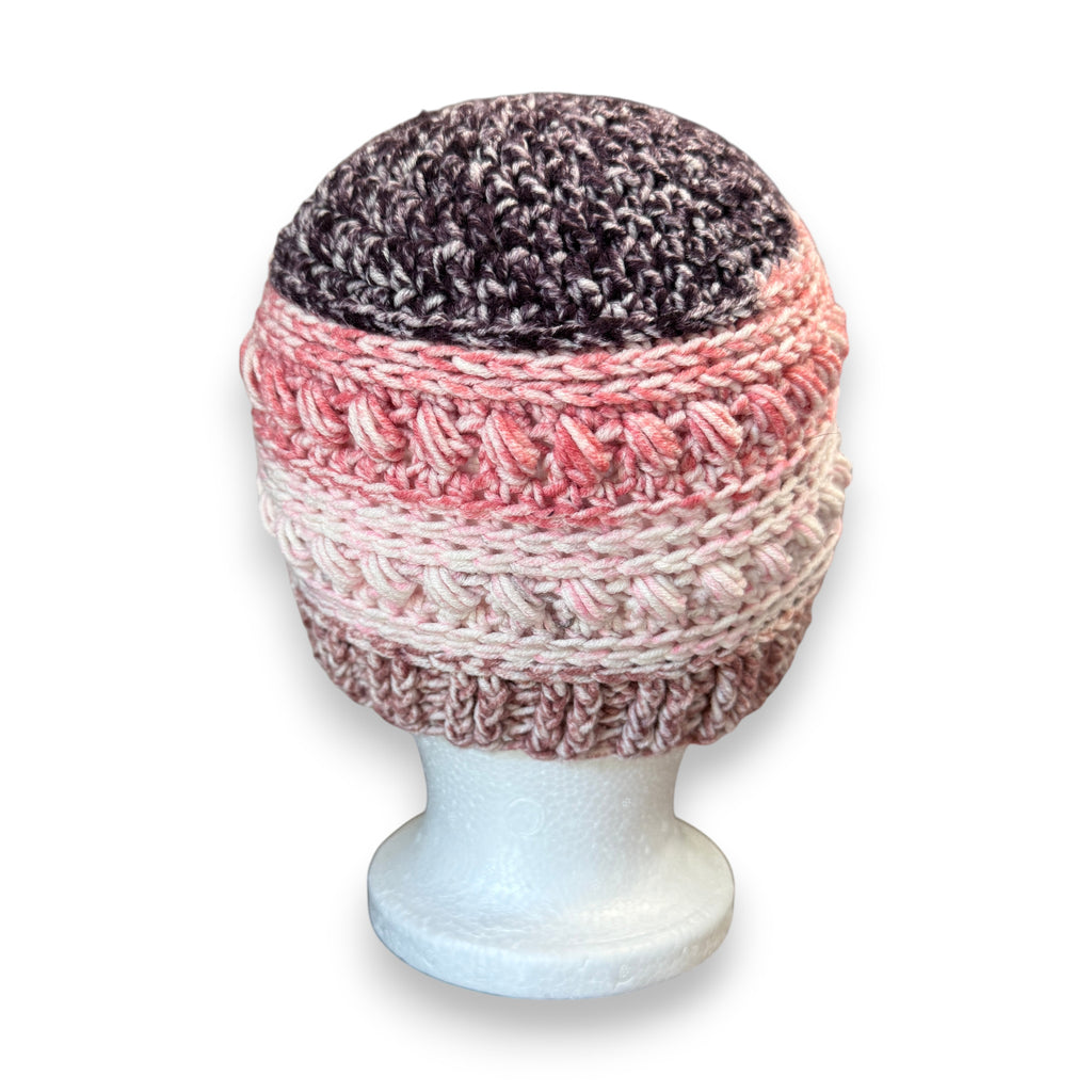Pink Ombre Bead Stitch Hat Beanie