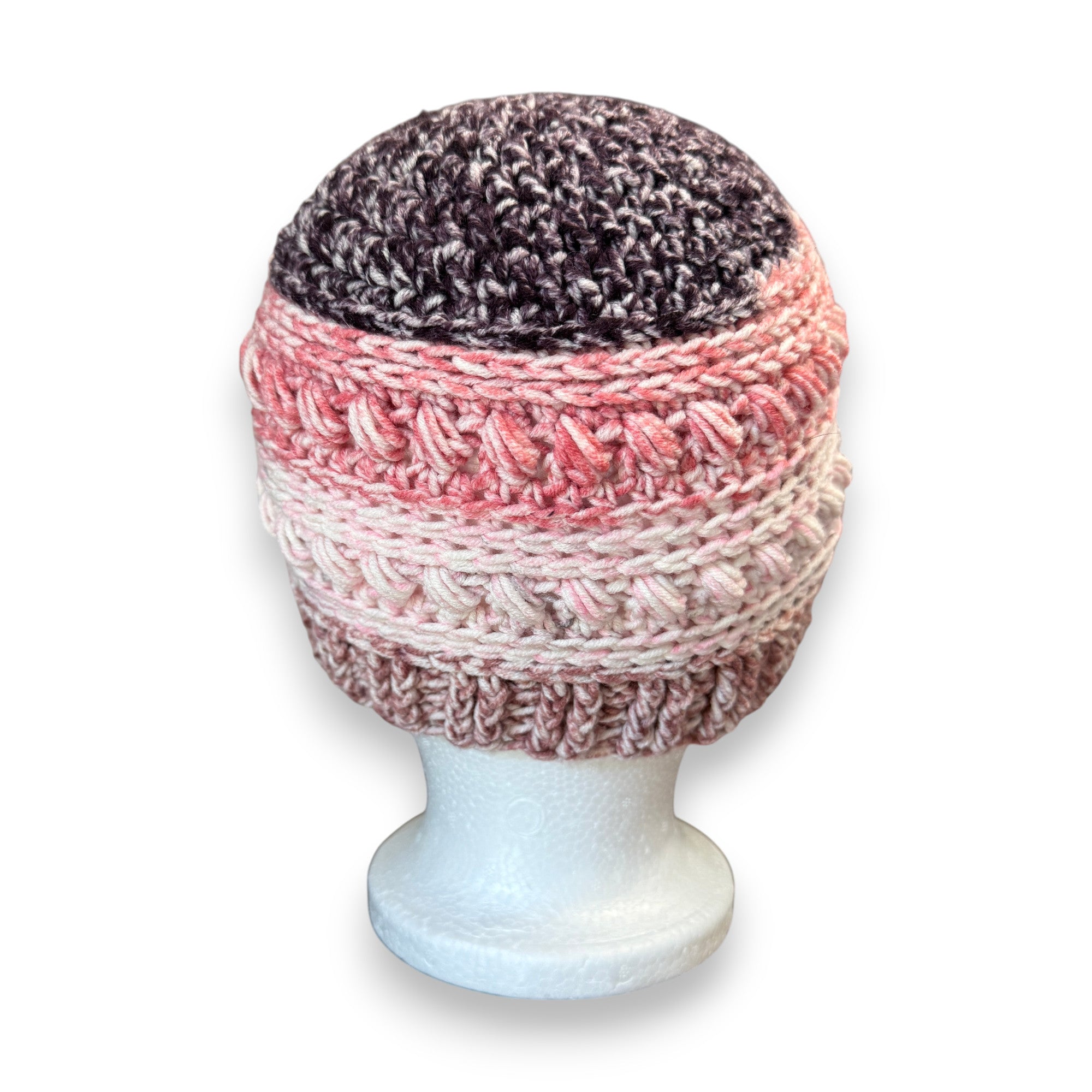 Pink Ombre Bead Stitch Hat Beanie