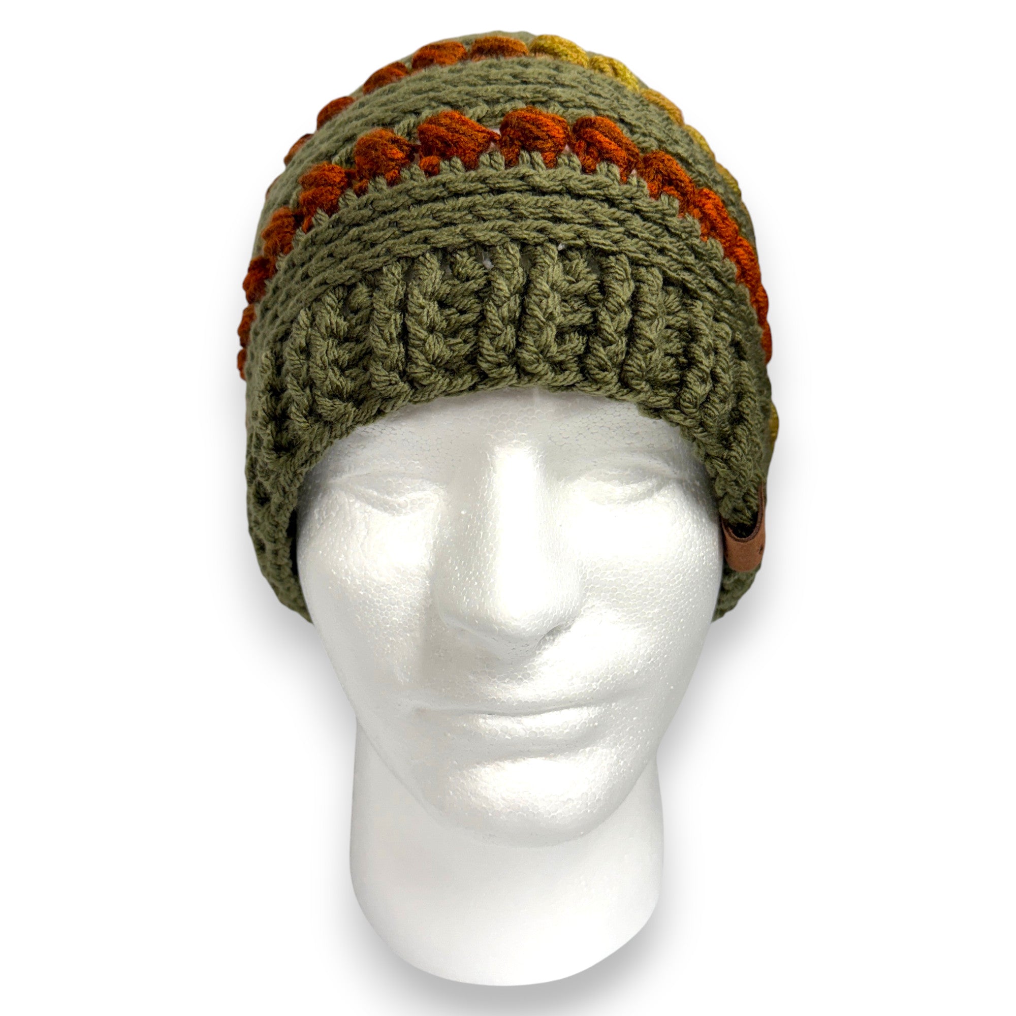 Autumn Green Bead Stitch Hat Beanie