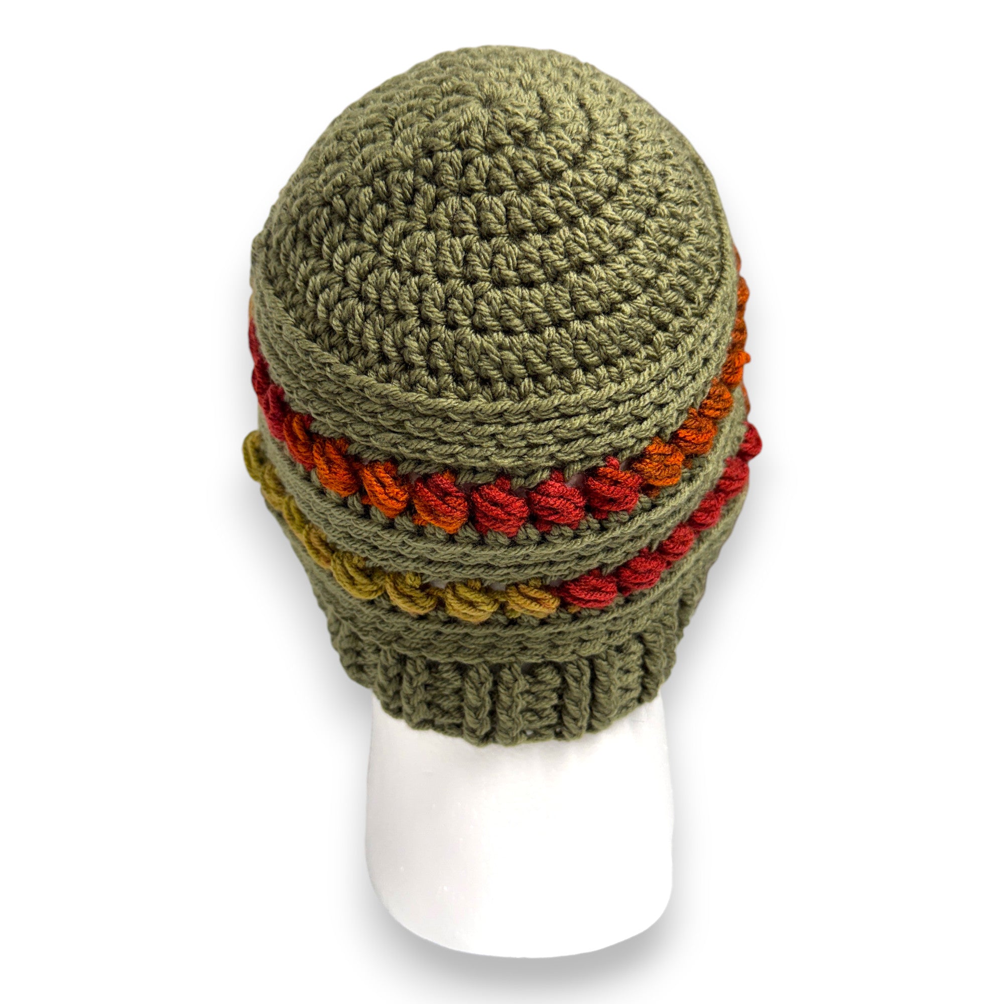 Autumn Green Bead Stitch Hat Beanie