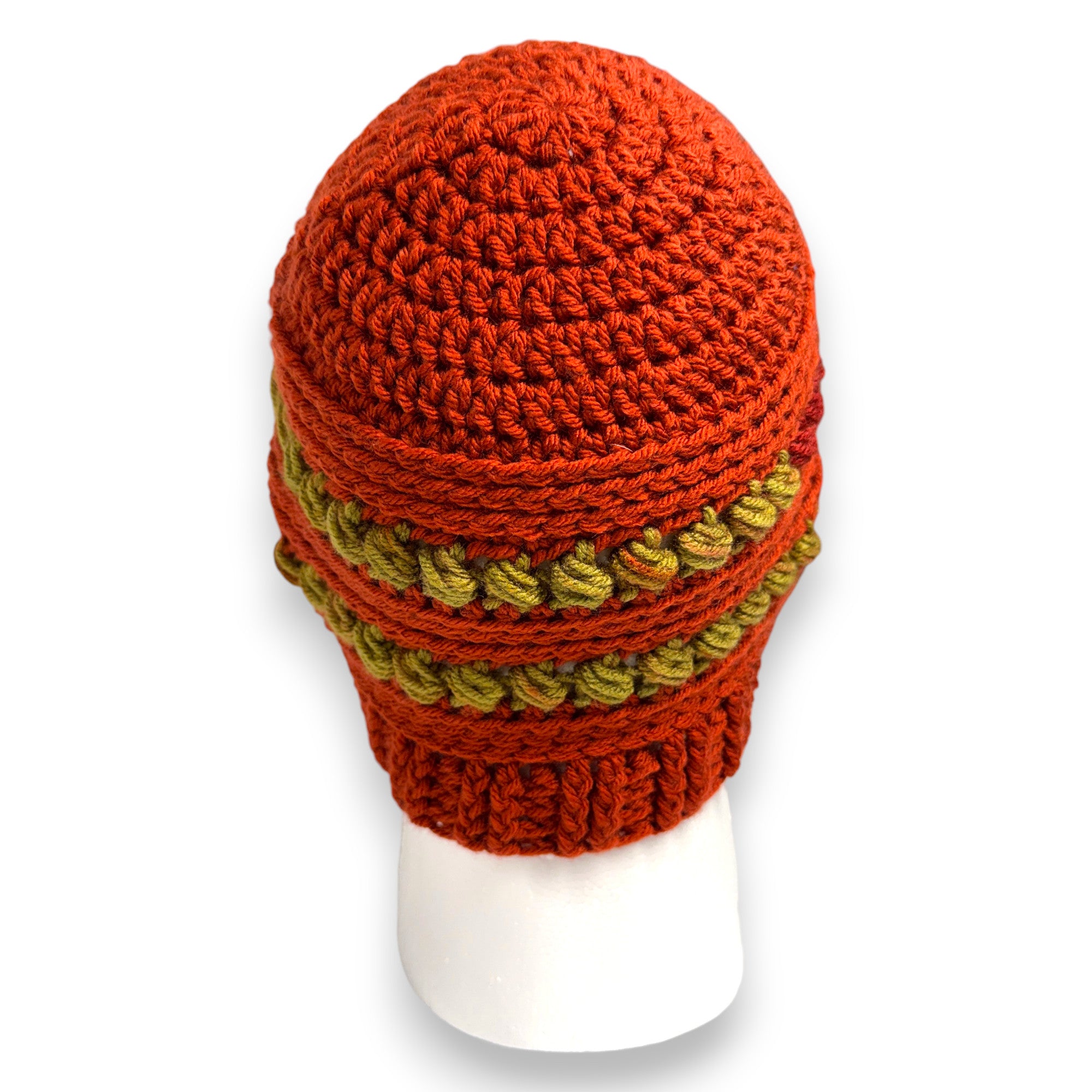 Autumn Orange Bead Stitch Hat Beanie