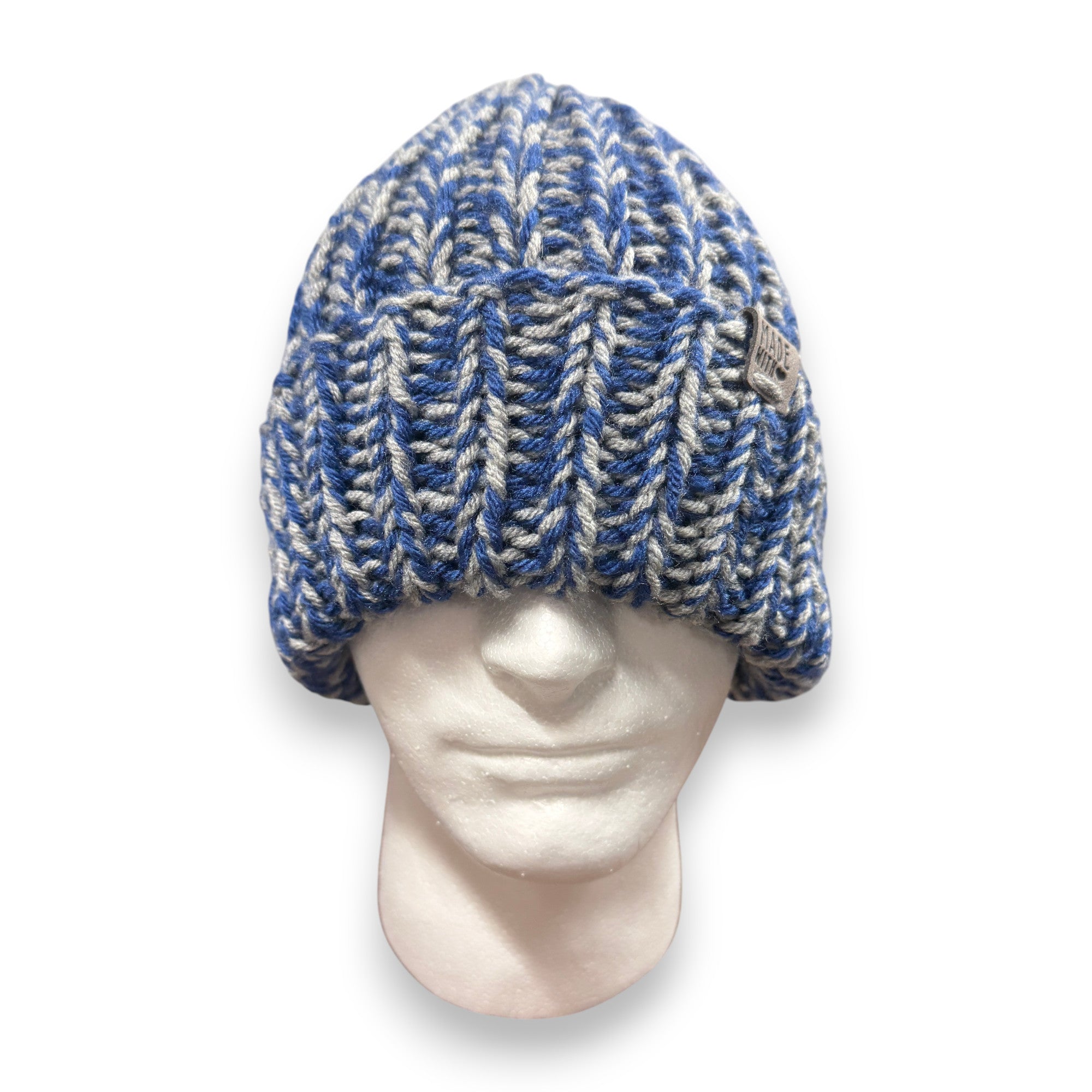 Blue Gray Chunky Knit Beanie