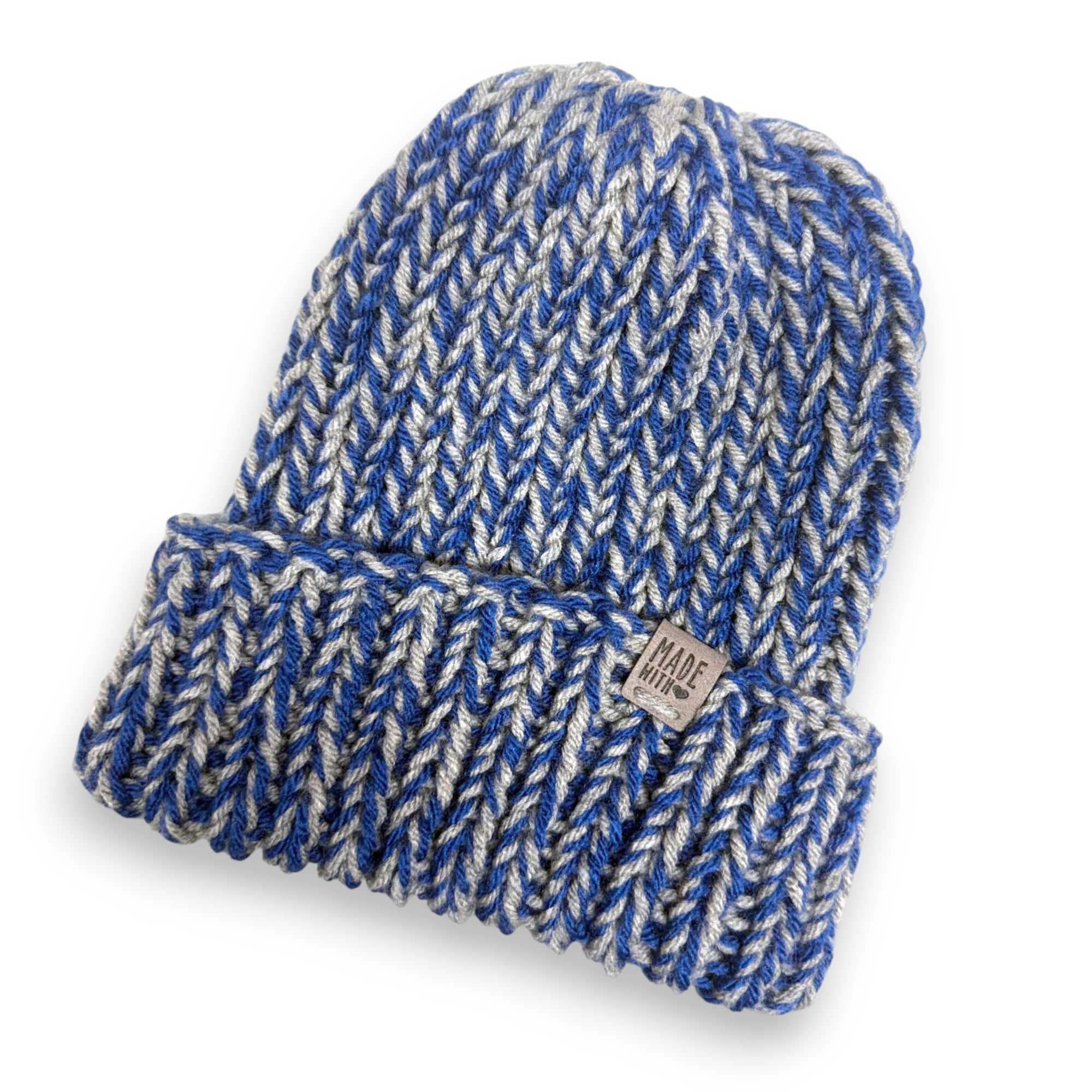 Blue Gray Chunky Knit Beanie