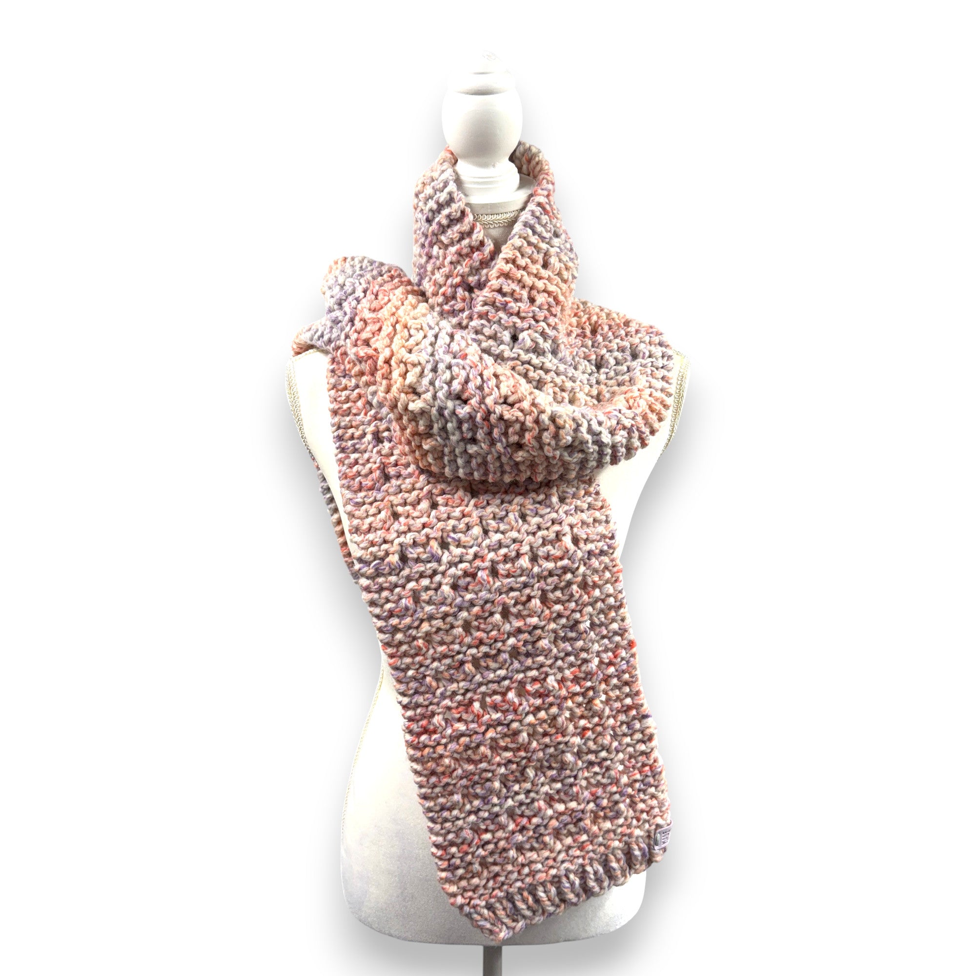 Bubble Gum Pink Purple Cotton Candy Knit Scarf