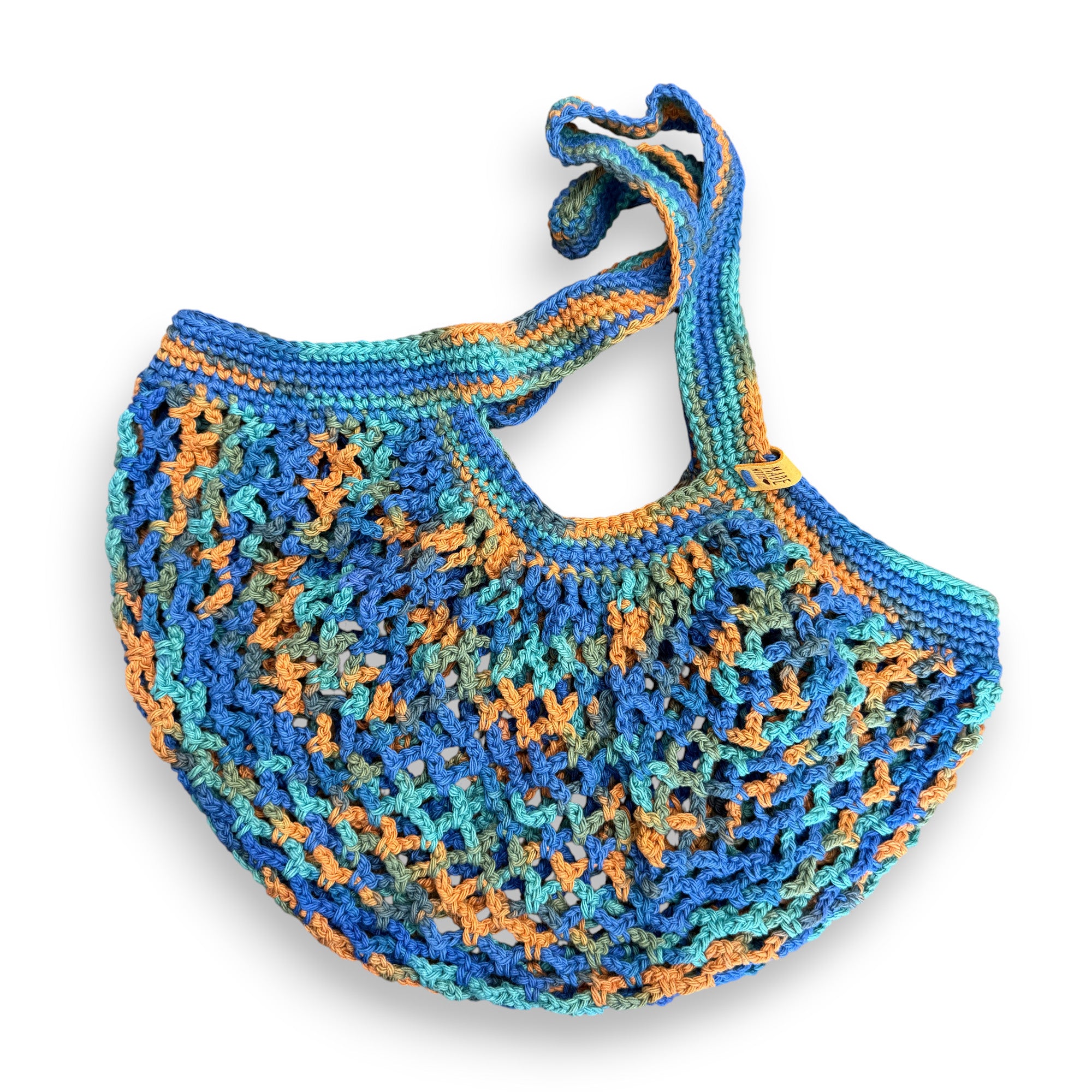 French Style Market Bag Shopping Tote Reuseable Eco-Friendly 100% Cotton Handmade - Capri Ombre