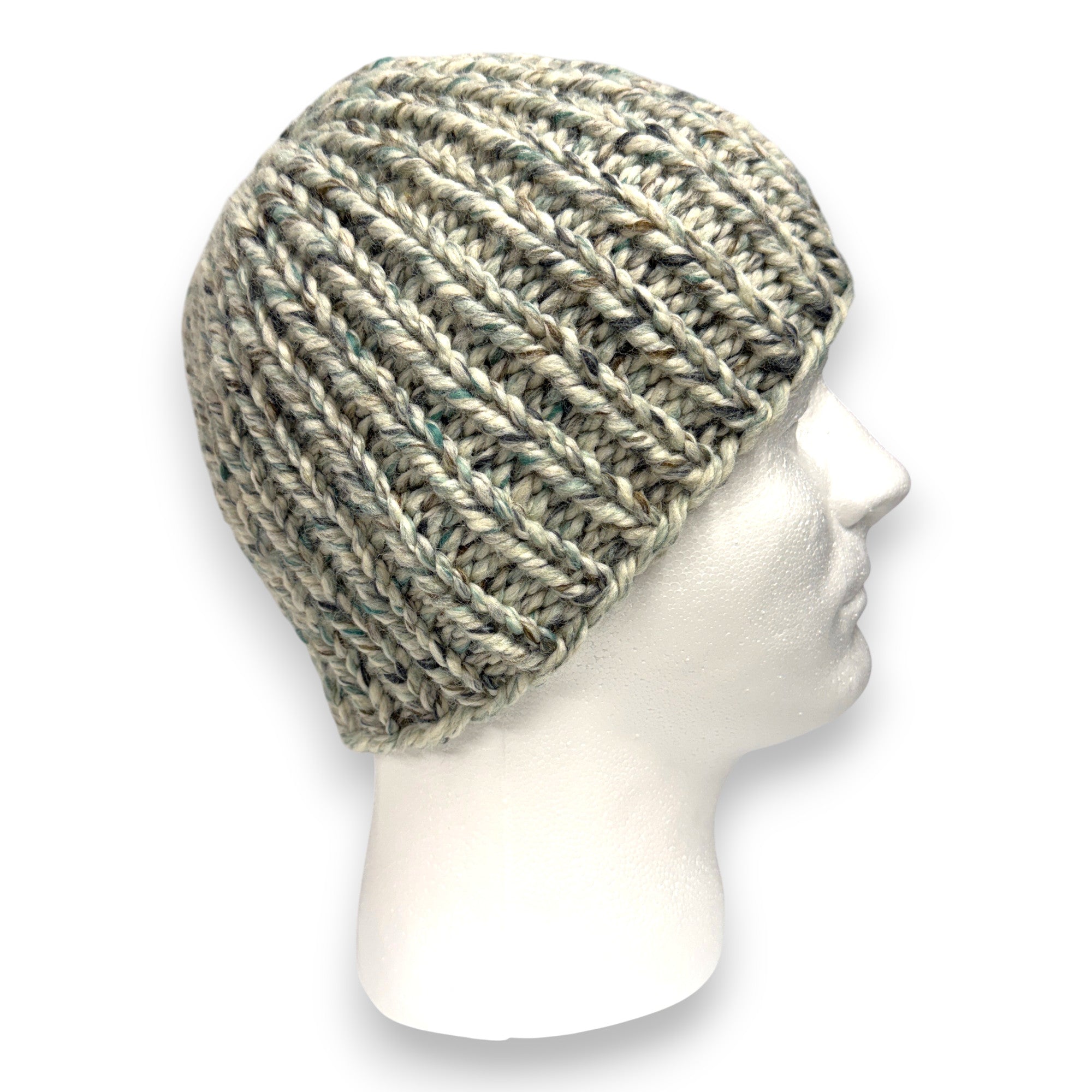 Sea Glass Wool Blend Chunky Knit Beanie