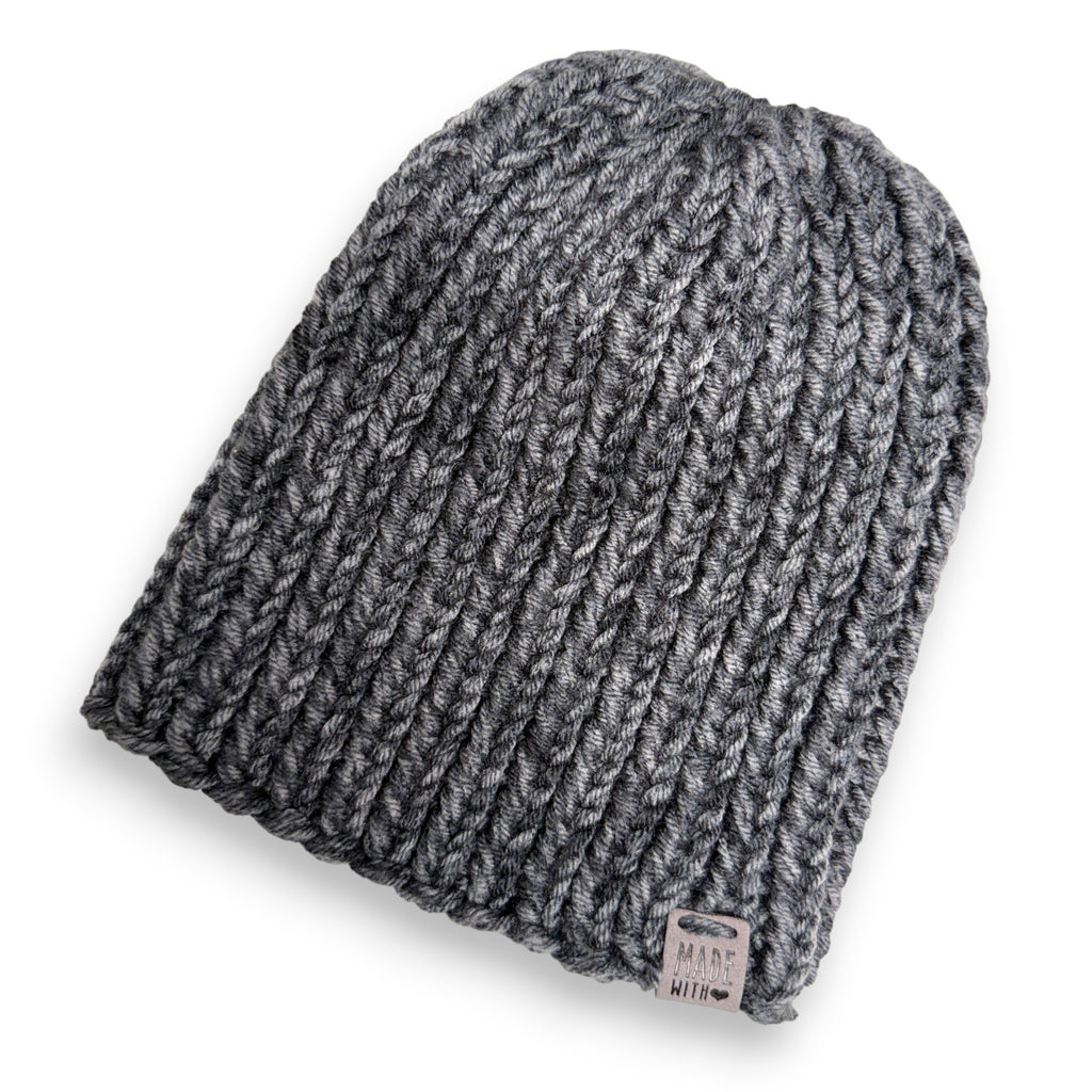 Stonewashed Gray Chunky Knit Beanie