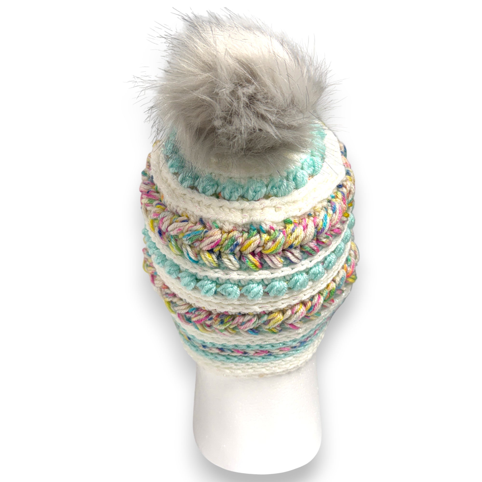 Adult Colorful Sparkle Blizzard Beanie with Pompom
