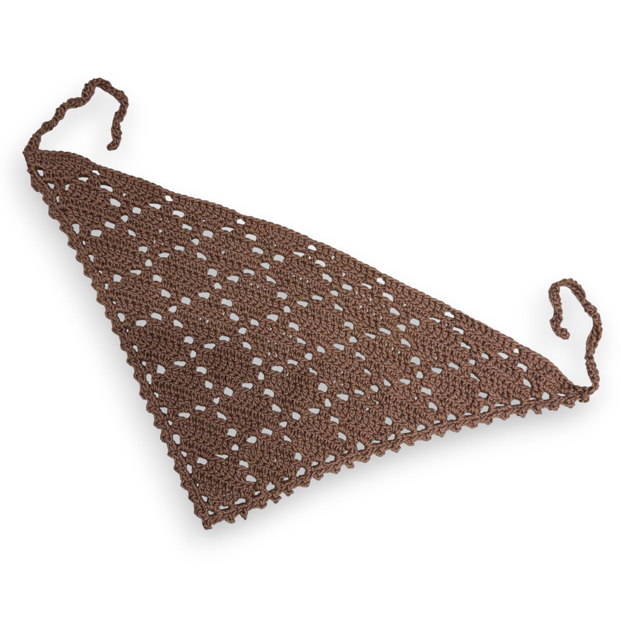 Diamond Lace Crochet Bandana Brown
