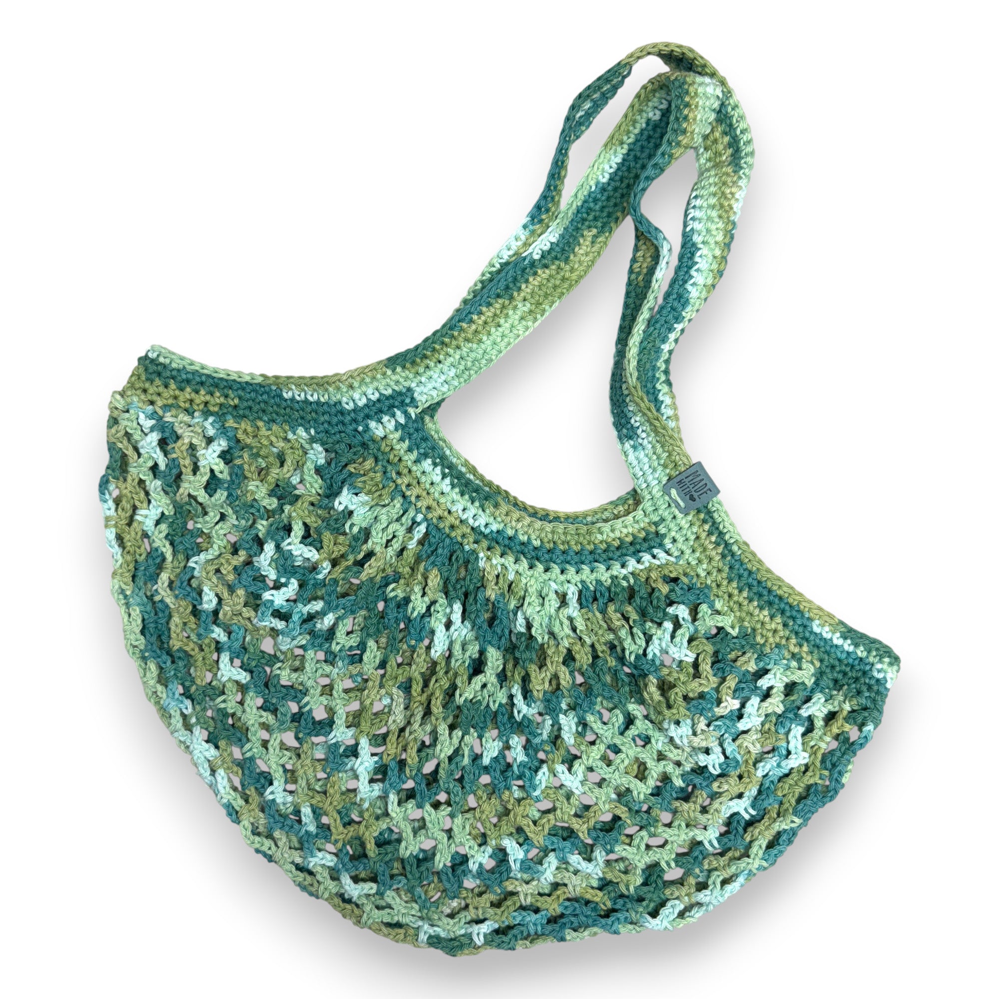 French Style Market Bag Shopping Tote Reuseable Eco-Friendly 100% Cotton Handmade - Kelp