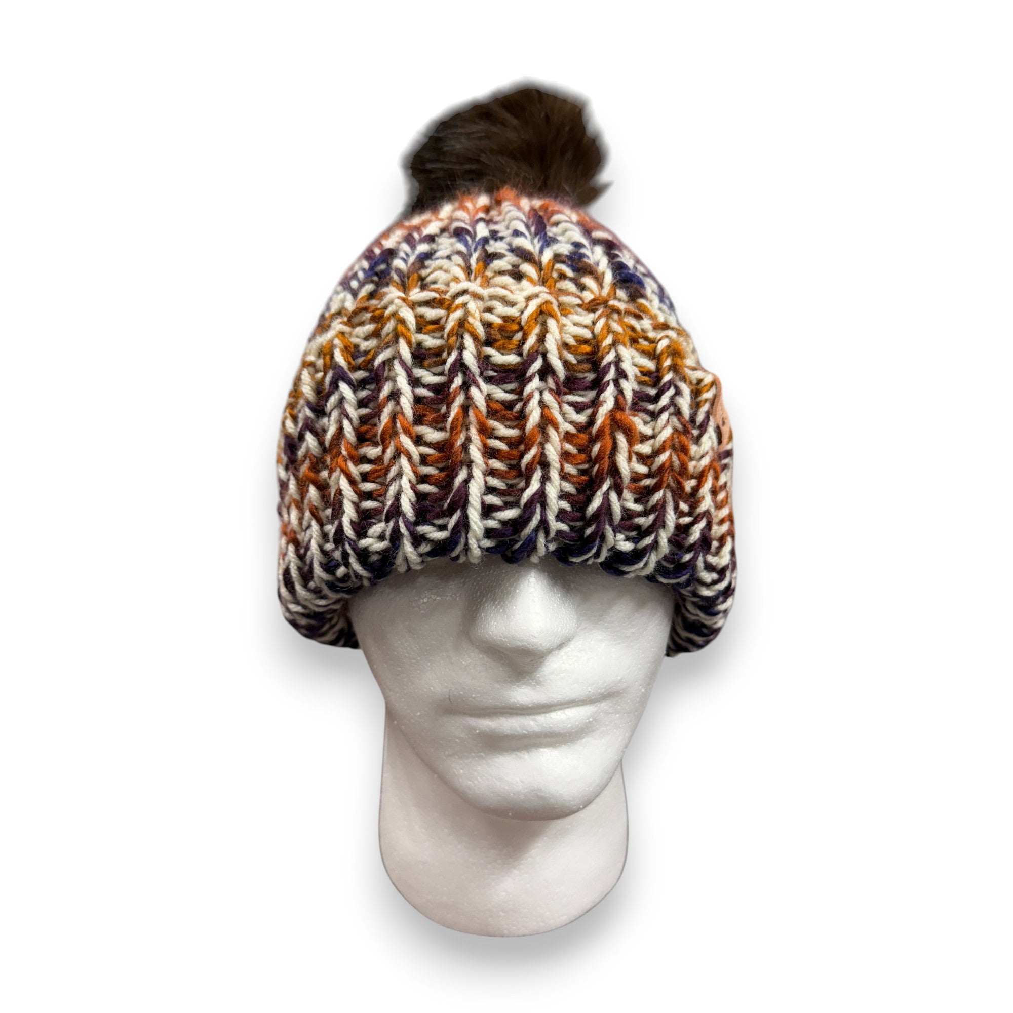 Mountain Range Chunky Knit Beanie with Pompom