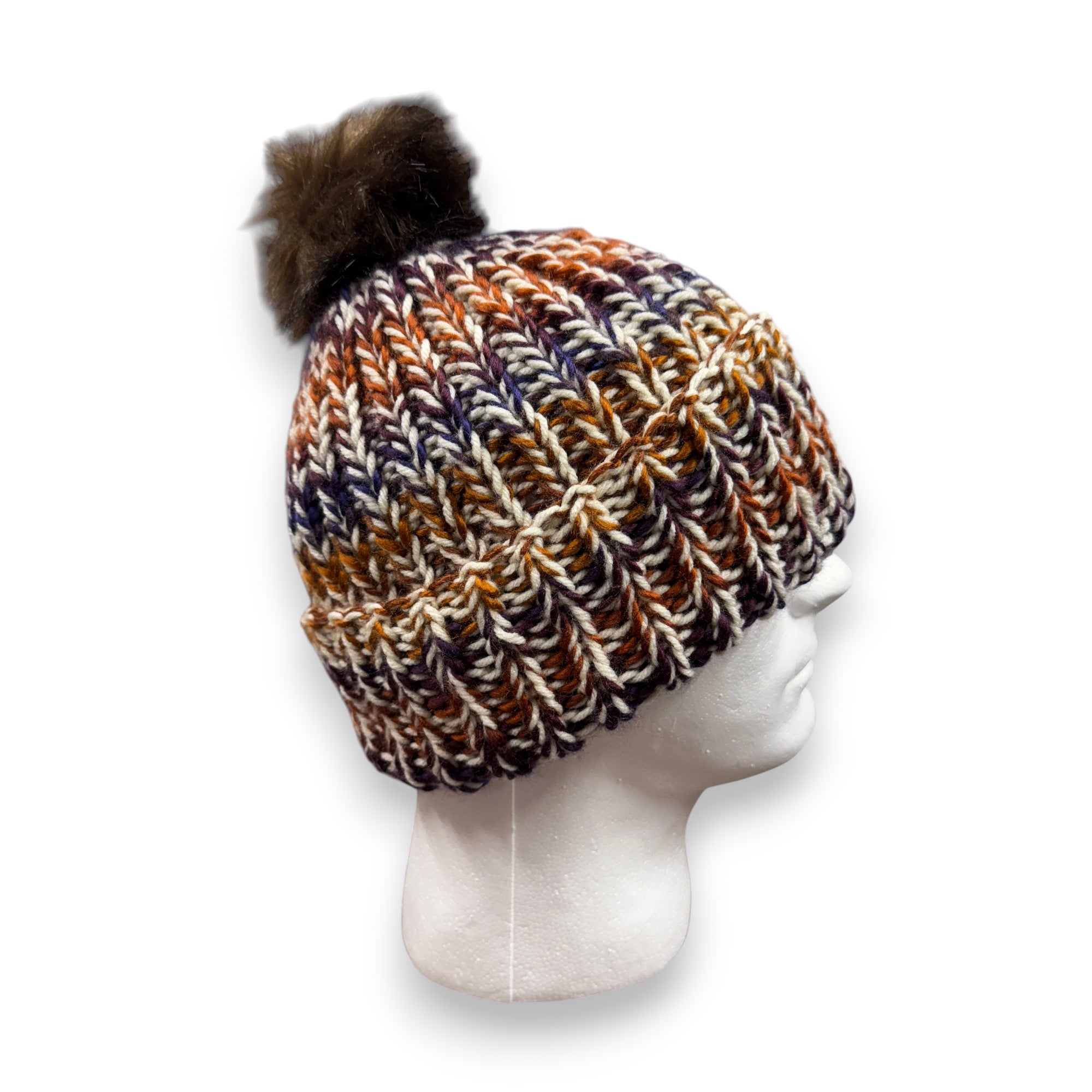Mountain Range Chunky Knit Beanie with Pompom