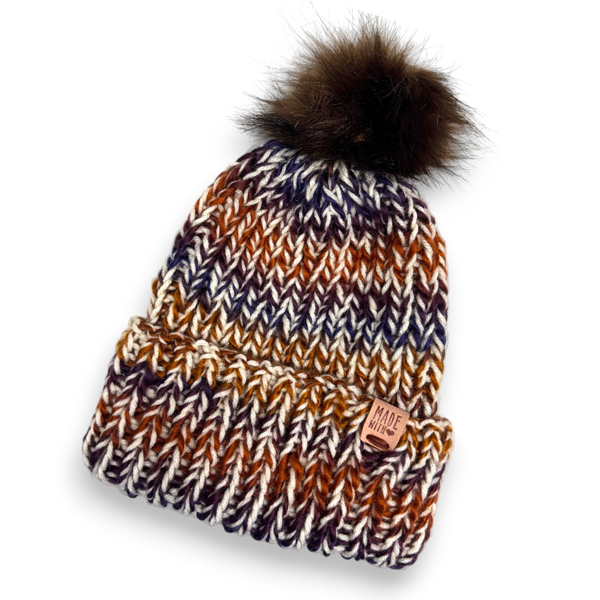 Mountain Range Chunky Knit Beanie with Pompom