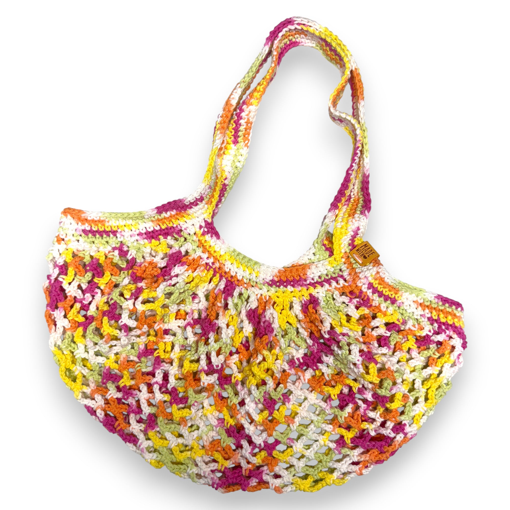 French Style Market Bag Shopping Tote Reuseable Eco-Friendly 100% Cotton Handmade - Over the Rainbow