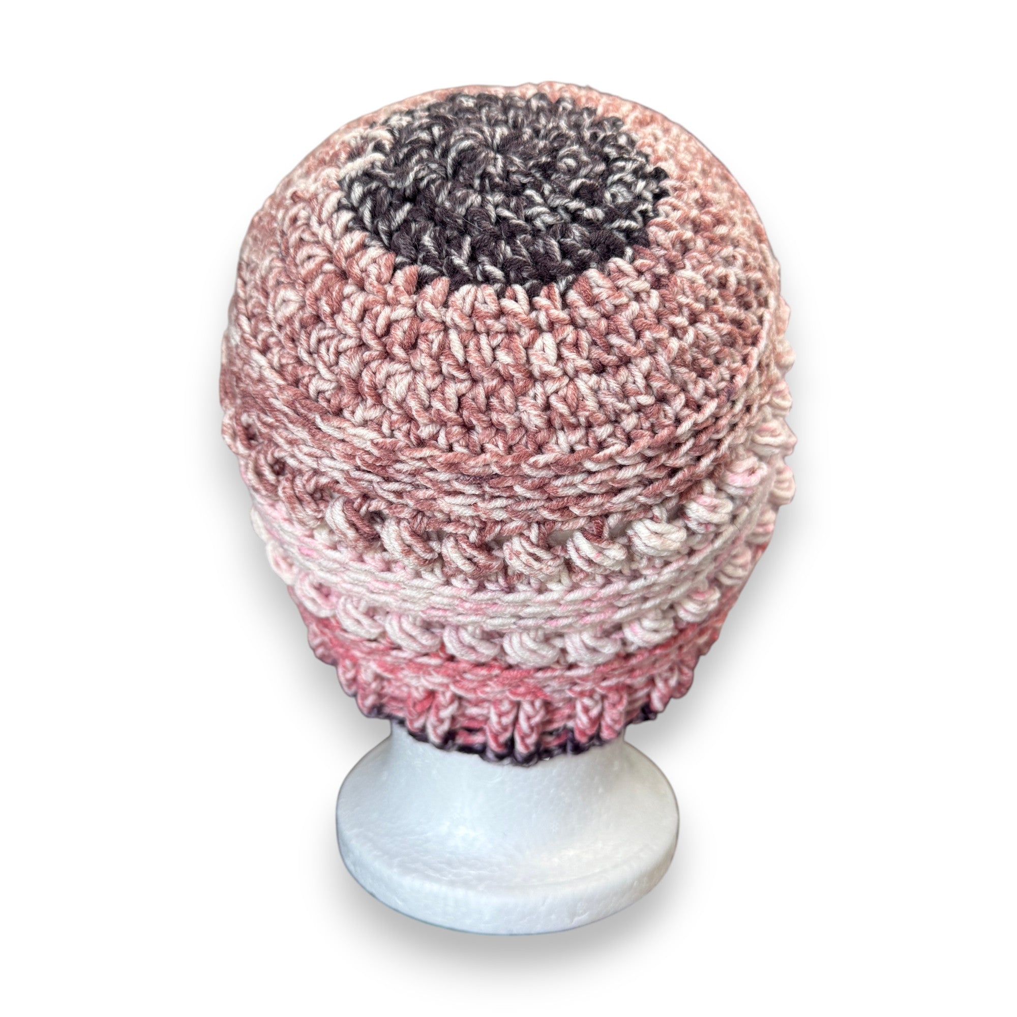 Pink Ombre Bead Stitch Hat Beanie