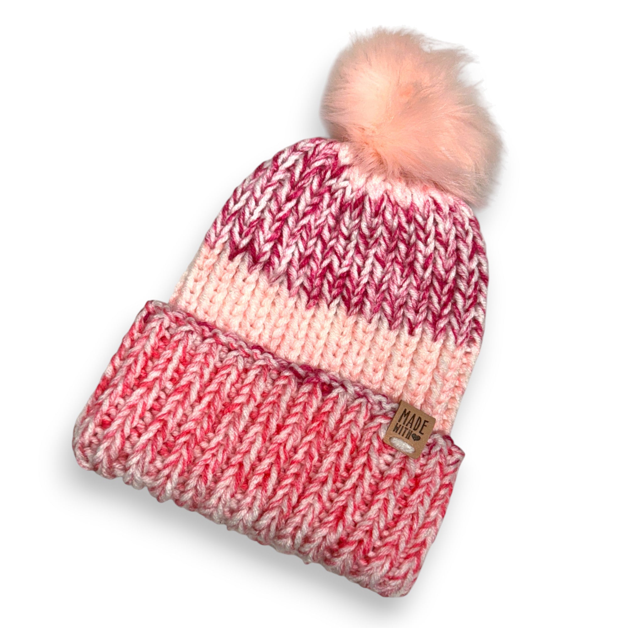 Pink Ombre Chunky Knit Beanie
