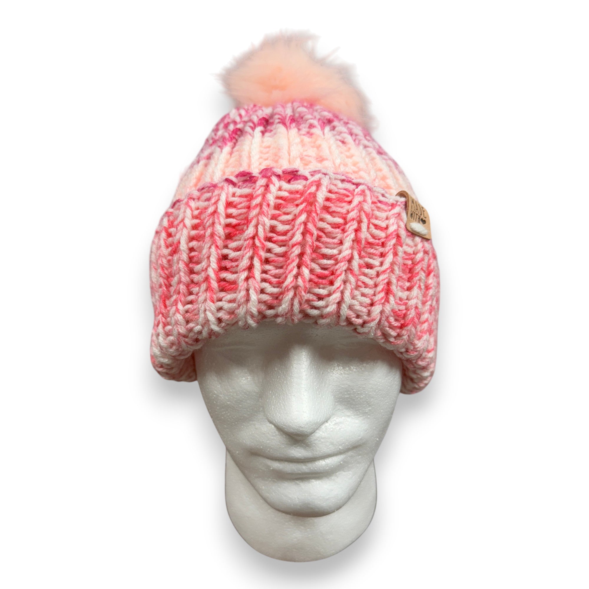 Pink Ombre Chunky Knit Beanie