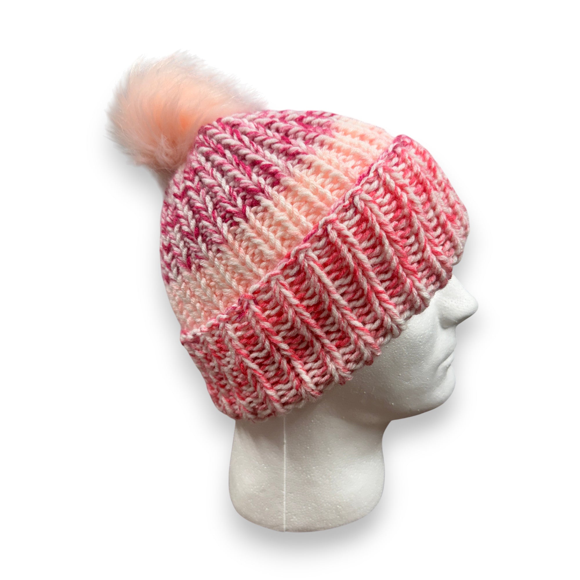 Pink Ombre Chunky Knit Beanie