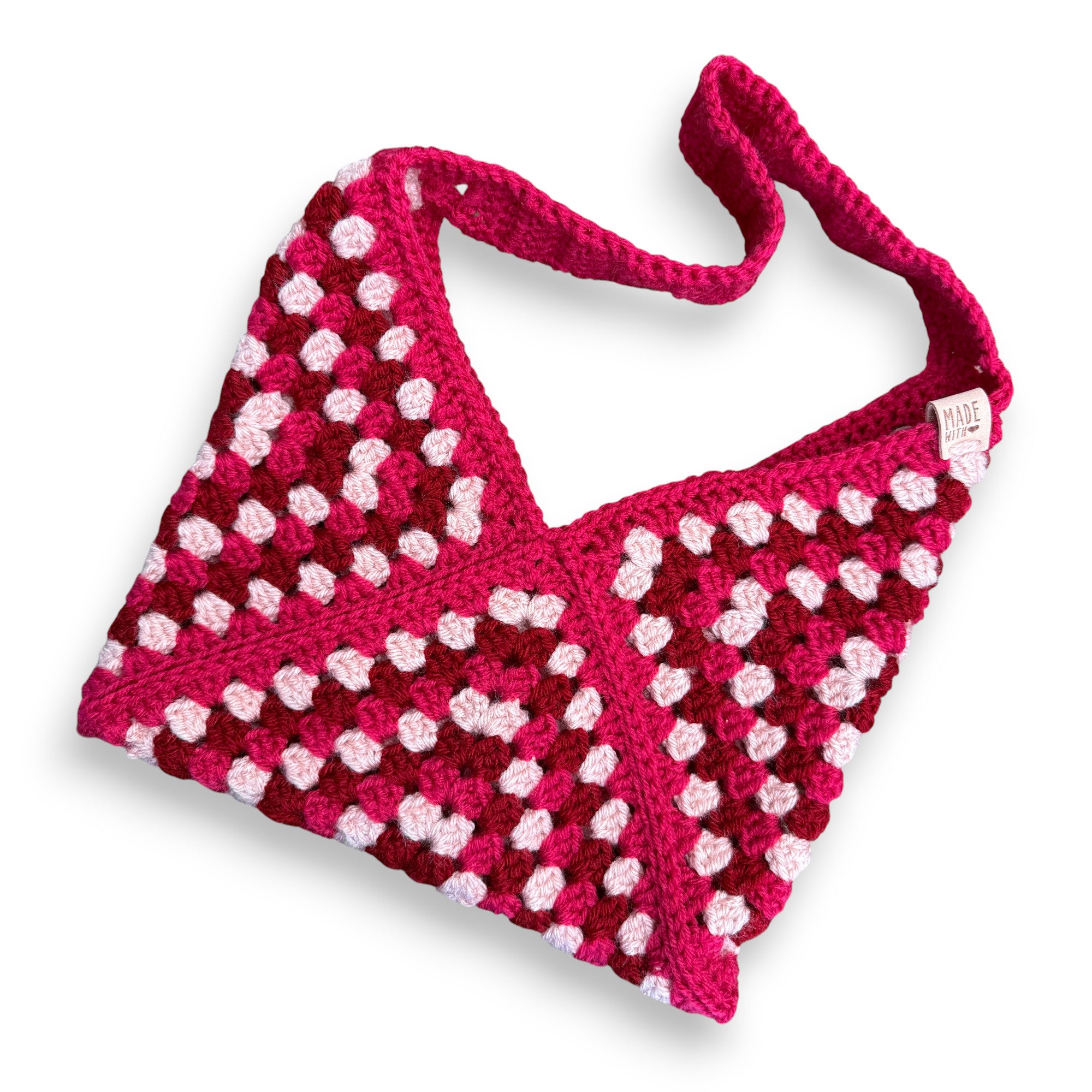 Pinks Crochet Granny Square Shoulder Bag