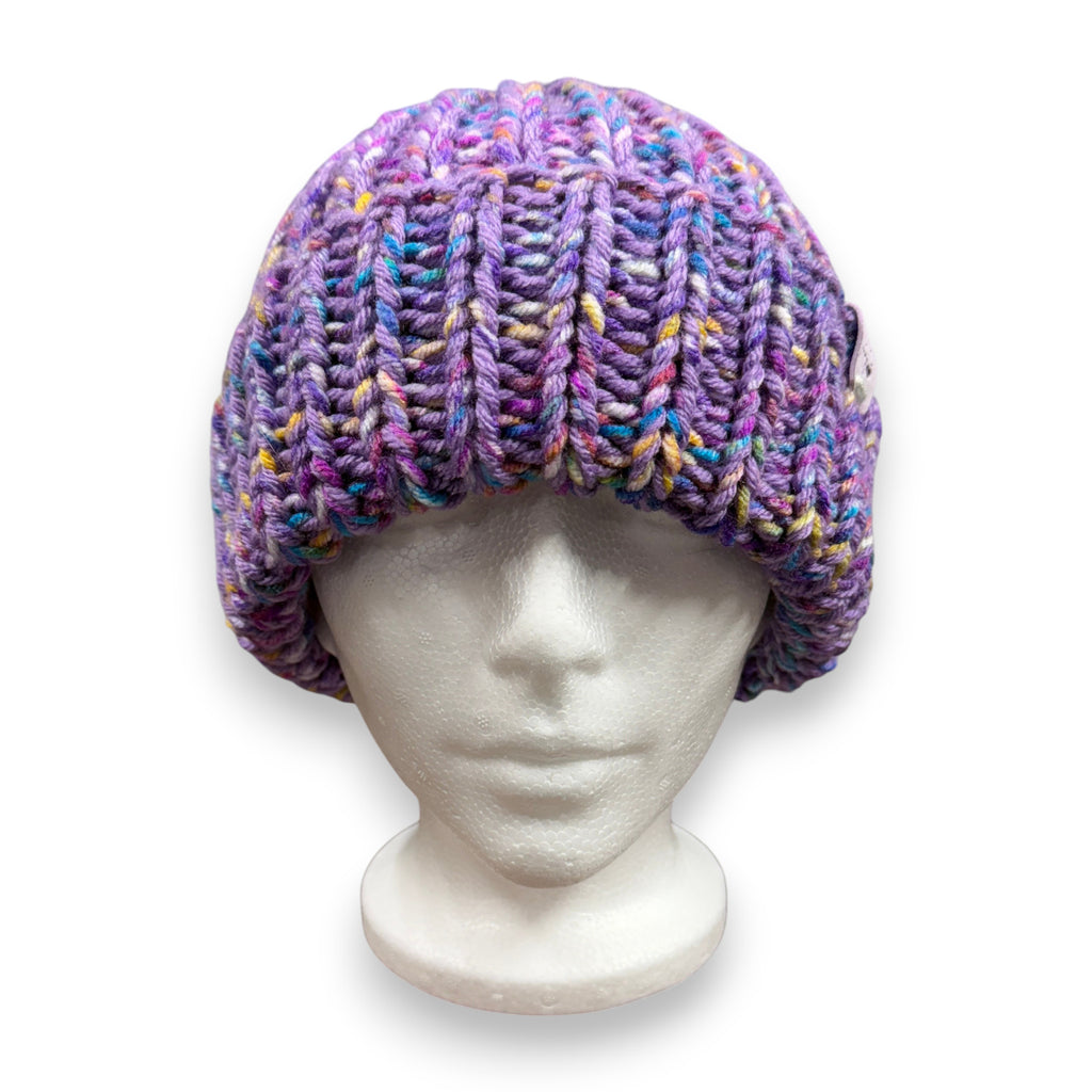 Purple Multicolor Chunky Knit Beanie