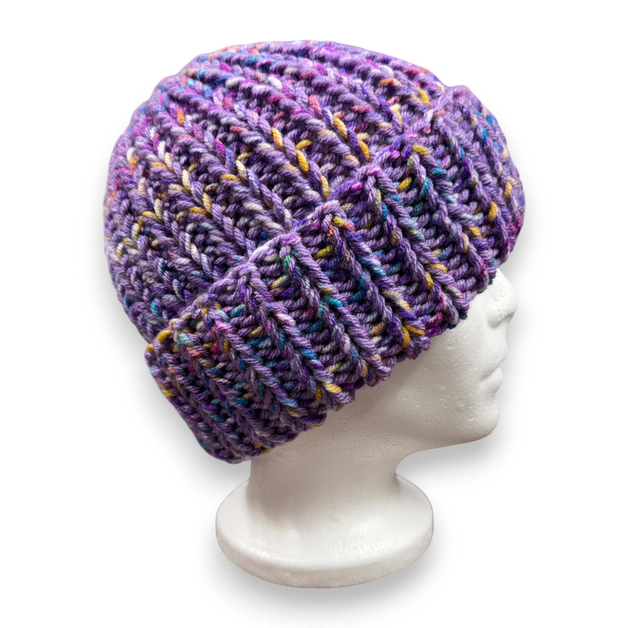 Purple Multicolor Chunky Knit Beanie