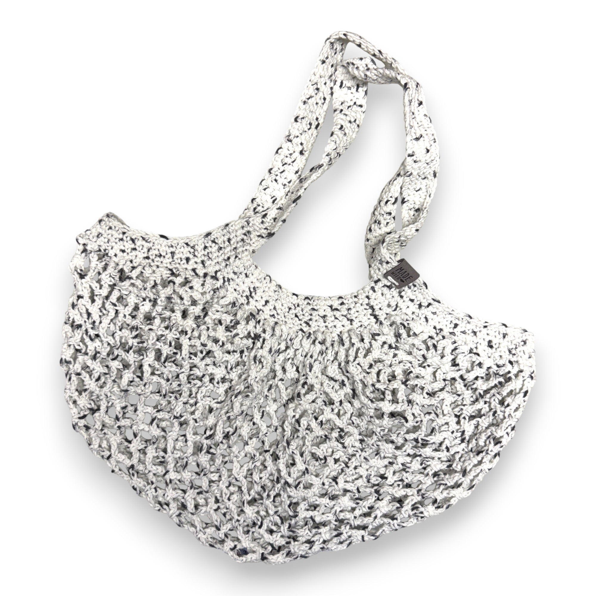French Style Market Bag Shopping Tote Reuseable Eco-Friendly 100% Cotton Handmade - Salt Pepper