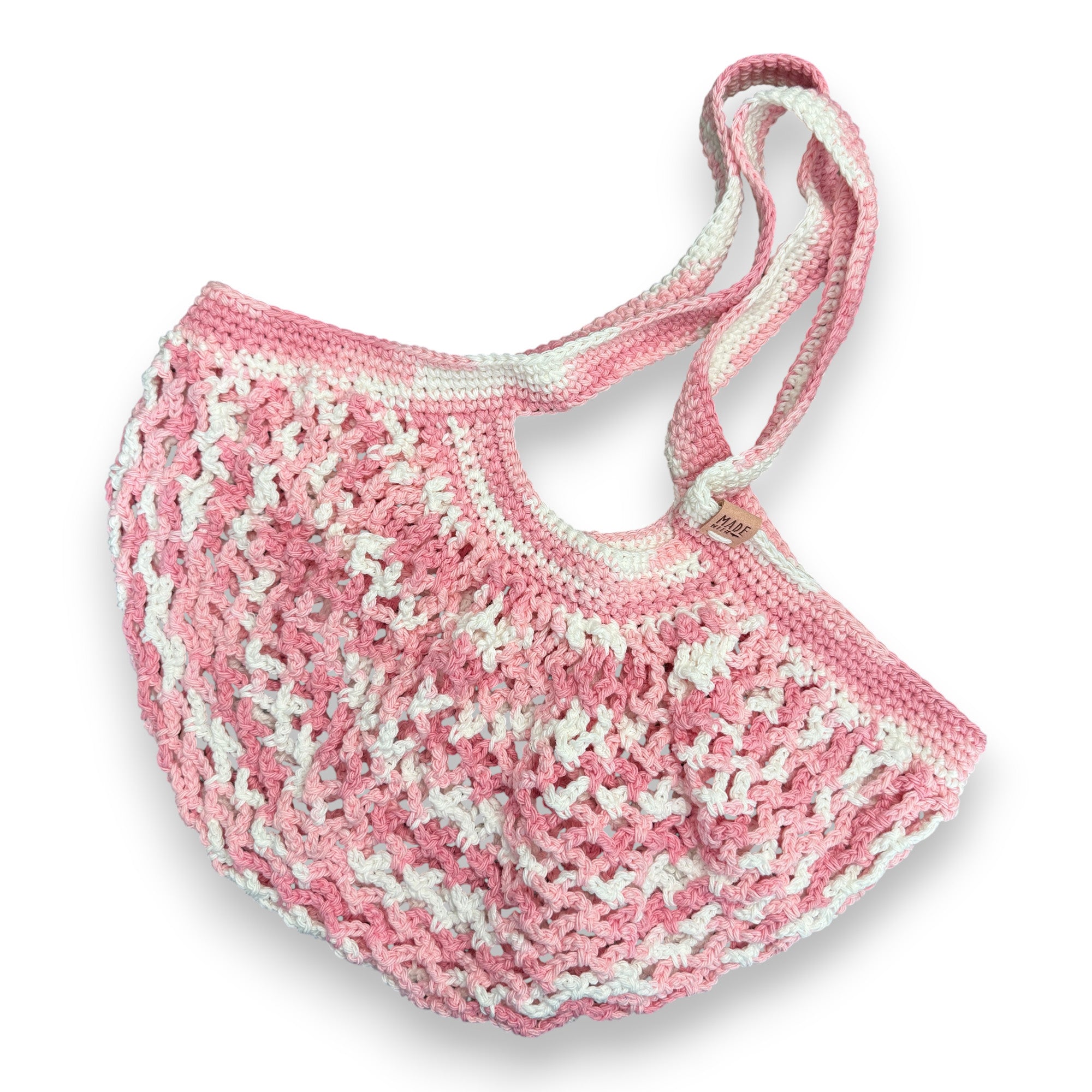 French Style Market Bag Shopping Tote Reuseable Eco-Friendly 100% Cotton Handmade - Strawberry