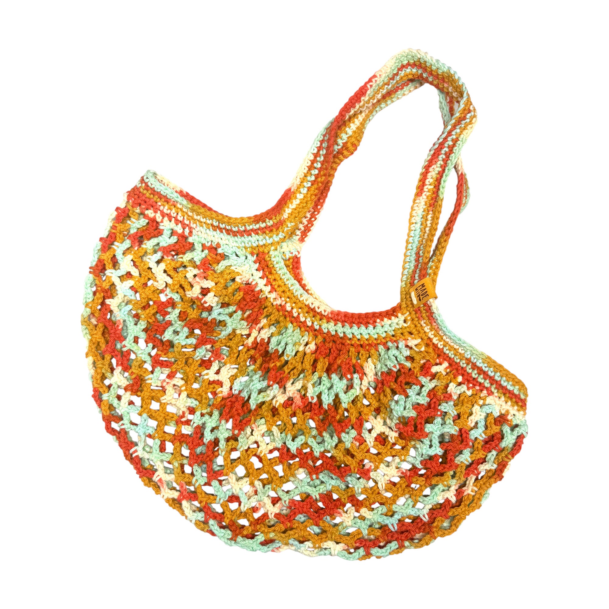 French Style Market Bag Shopping Tote Reuseable Eco-Friendly 100% Cotton Handmade - Sunrise Ombre