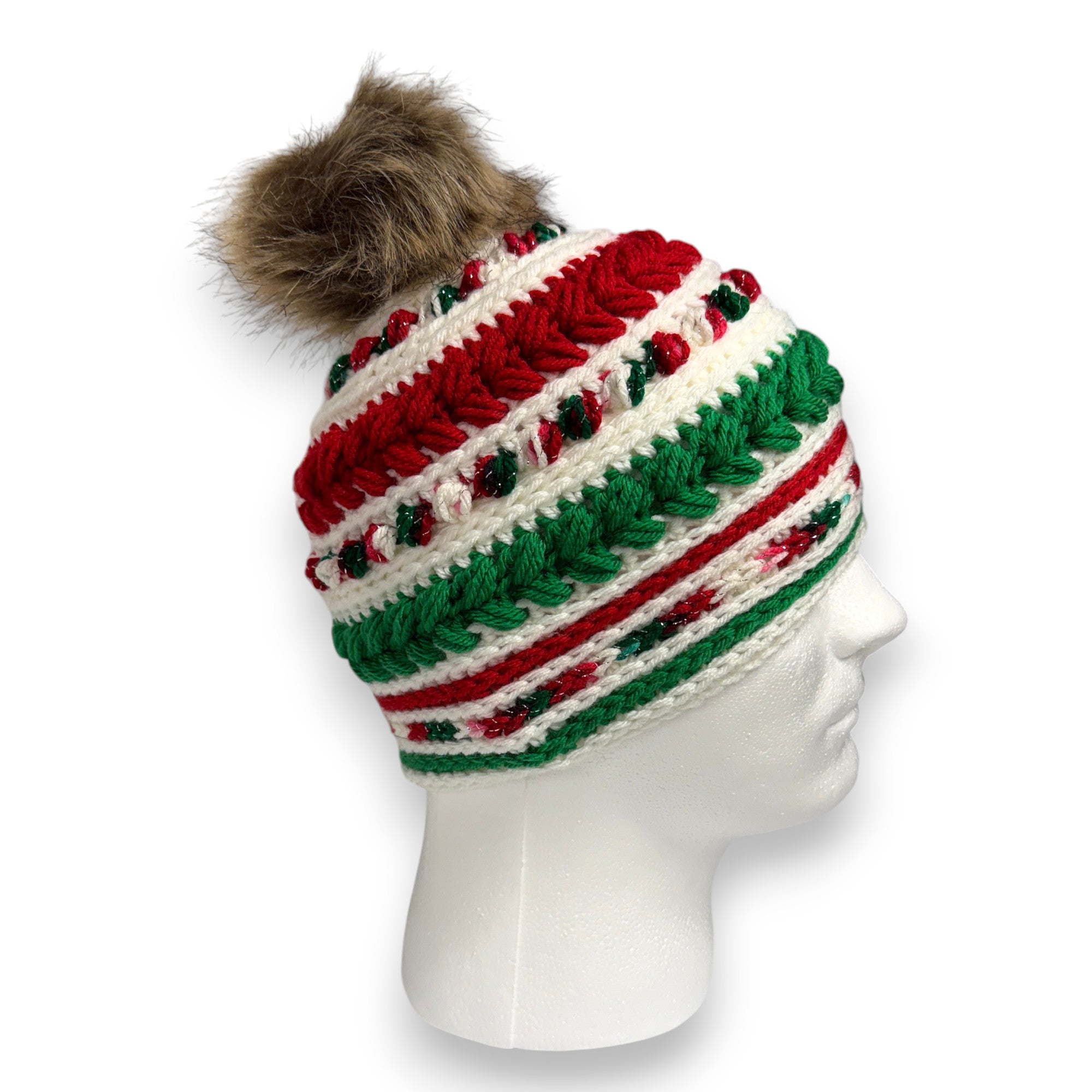 Adult Christmas Blizzard Beanie with Pompom