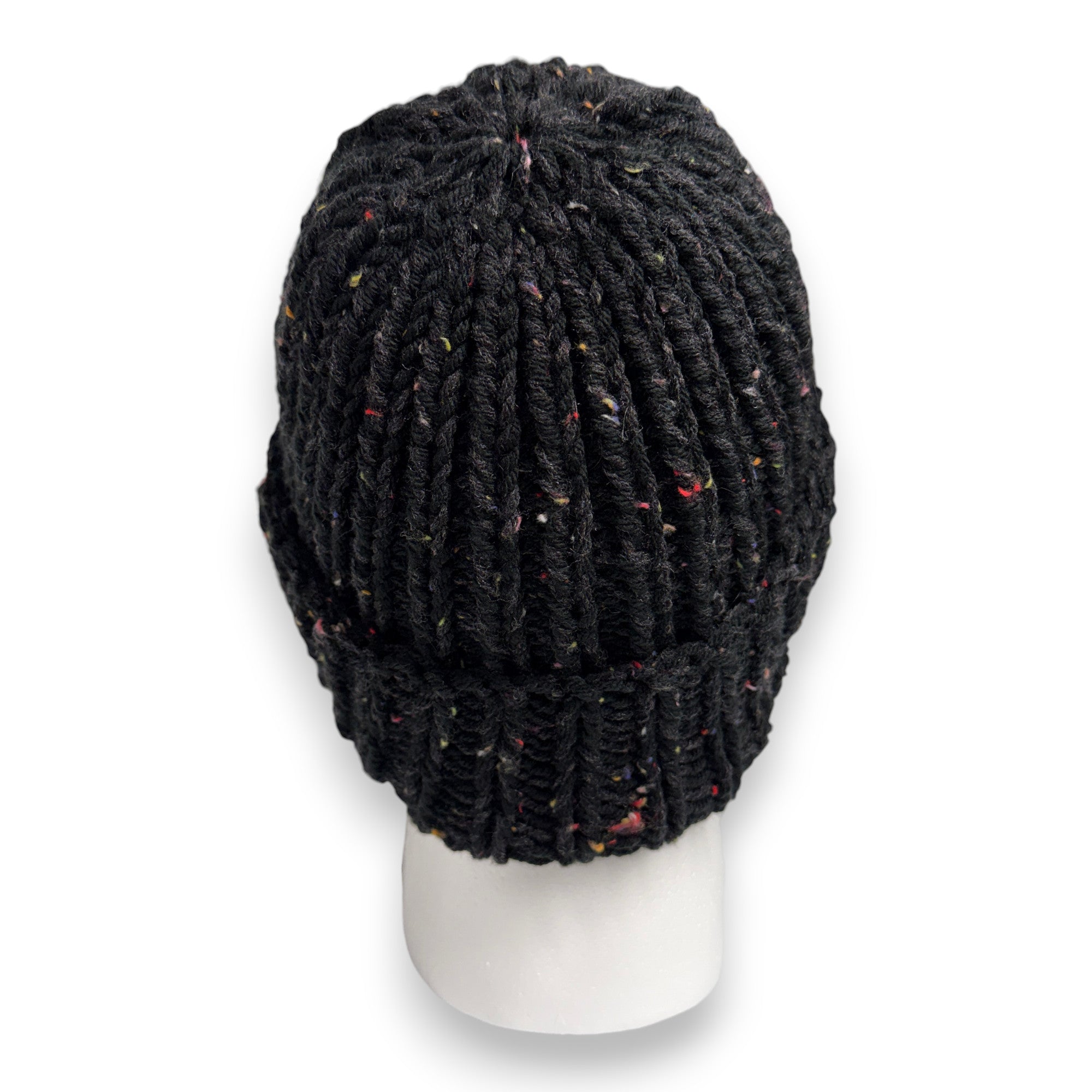 Black Multi Tweed Chunky Knit Beanie
