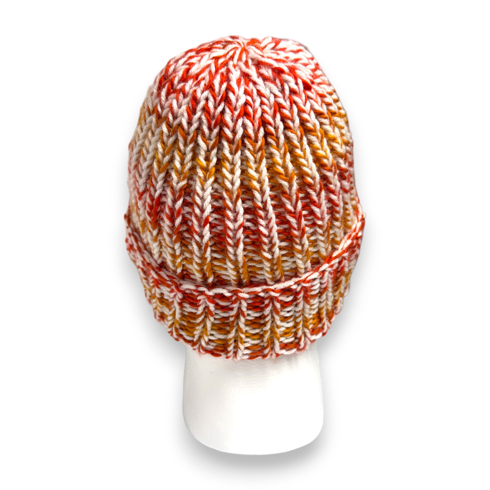 Marled Orange & White Chunky Knit Beanie